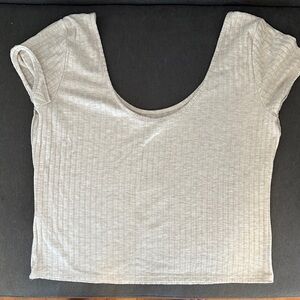 H&M Light Gray Ribbed Crop Top